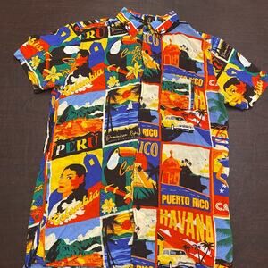 Reason Colorful Hawaiian Style Casual Button Down Shirt Vibrant Design